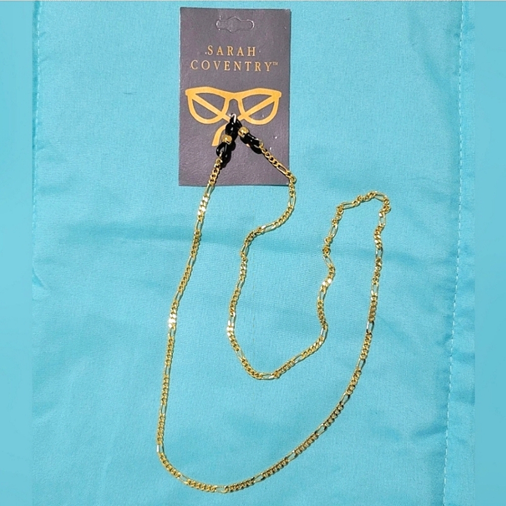 Vintage Sarah Coventry Eyeglass Holder. Goldtone Figaro Style Chain. 24" Length